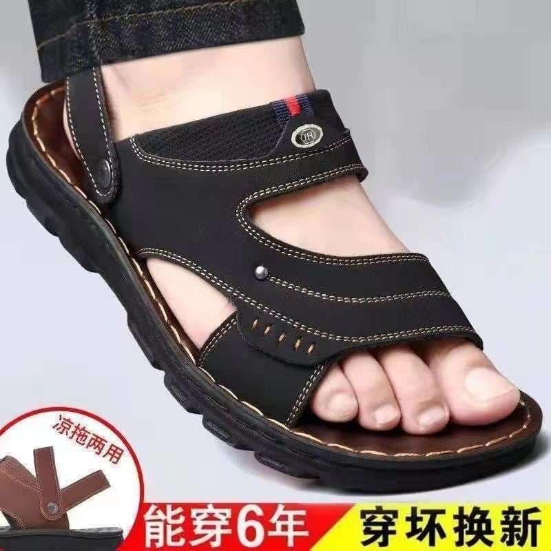 Men's Casual Sandals Slippers Summer Non-Slip Waterproof Durable Middle-Aged Driving Sandals