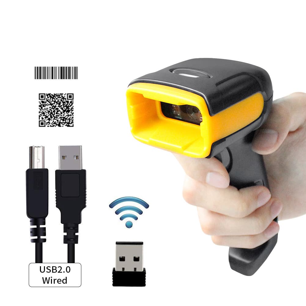 1680S Wired and Wireless 1D/2D Barcode Scanner, Barcode Gun, Mobile Phone and Computer Screen Scanner