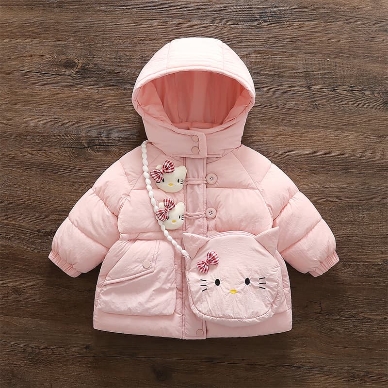 m346 Girls' Thickened Cotton Clothes Winter Jackets Cute Fashionable Versatile Cartoon Cotton Clothes Winter New Cotton Jackets