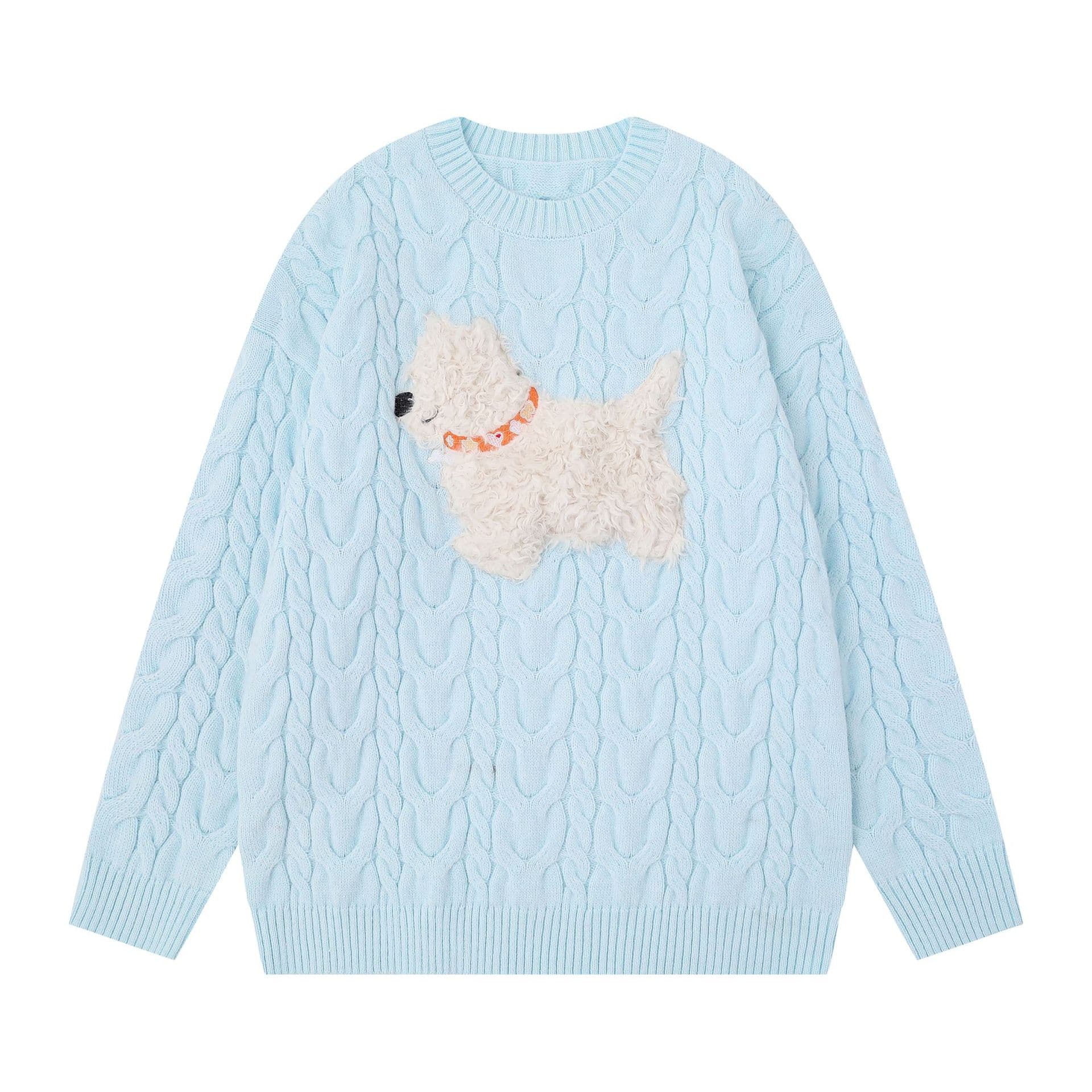 Tangmu Trendsetter 2025 Fall New National Trend Retro Puppy Fuzzy Patch Embroidery Design Casual Unisex Sweater