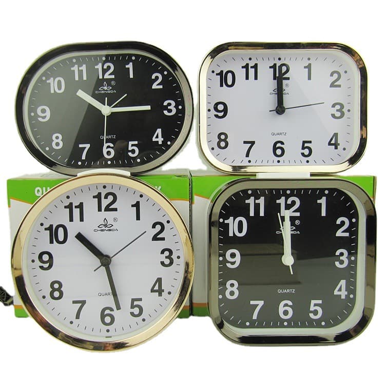 Alarm Clock Factory Wholesale Creative Simple Fashion Exquisite Electroplated Frame Alarm Clock Round Square Oval Alarm Clock