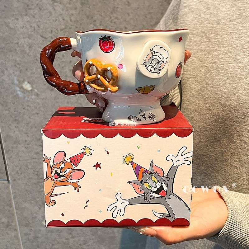 Tom and Jerry Ceramic Coffee Mark Cup Girls High-Looking Couple Drinking Cup Home Birthday Gift