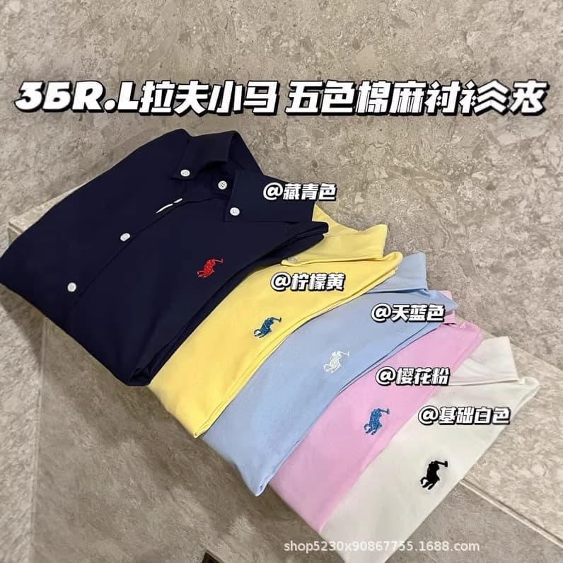 RL Ralph Lauren Classic Pony Embroidery Five-Color Classic Polo Casual Couple Shirt for Women