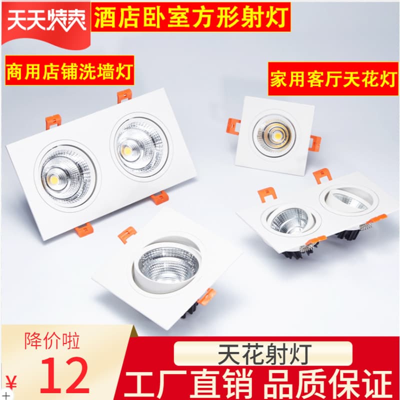 LED spotlight embedded ceiling light, wall washer, grid light, downlight, double-head rectangular lighting, hotel supermarket