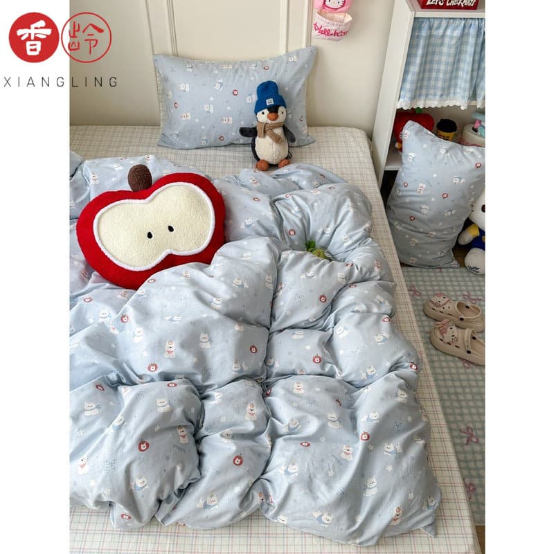 Soft Apple West Highland White Terrier Pure Cotton 4-Piece Set Cute All-Cotton Duvet Cover Student 3-Piece Set 1.5m Flat Sheet Fitted Sheet