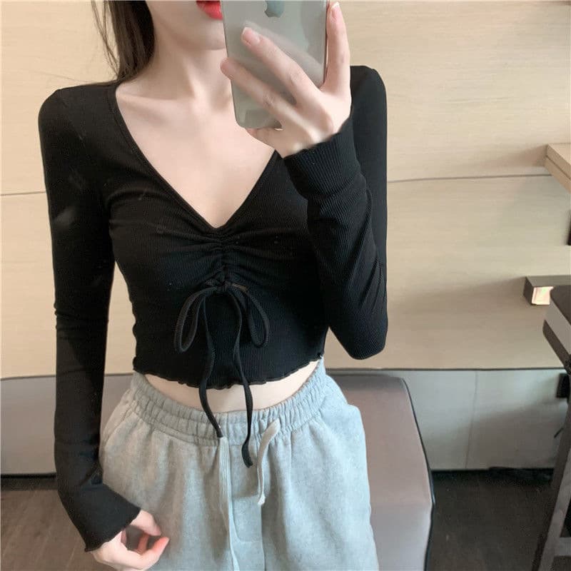 Autumn new design niche slim slim long-sleeved T-shirt sexy pure lust hot girl fashion top ins women