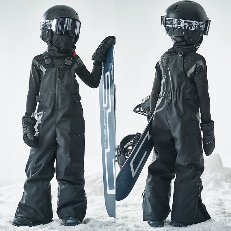 Children's Professional Ski Bib Pants, Waterproof Windproof Padded Ski Trousers for Boys and Girls