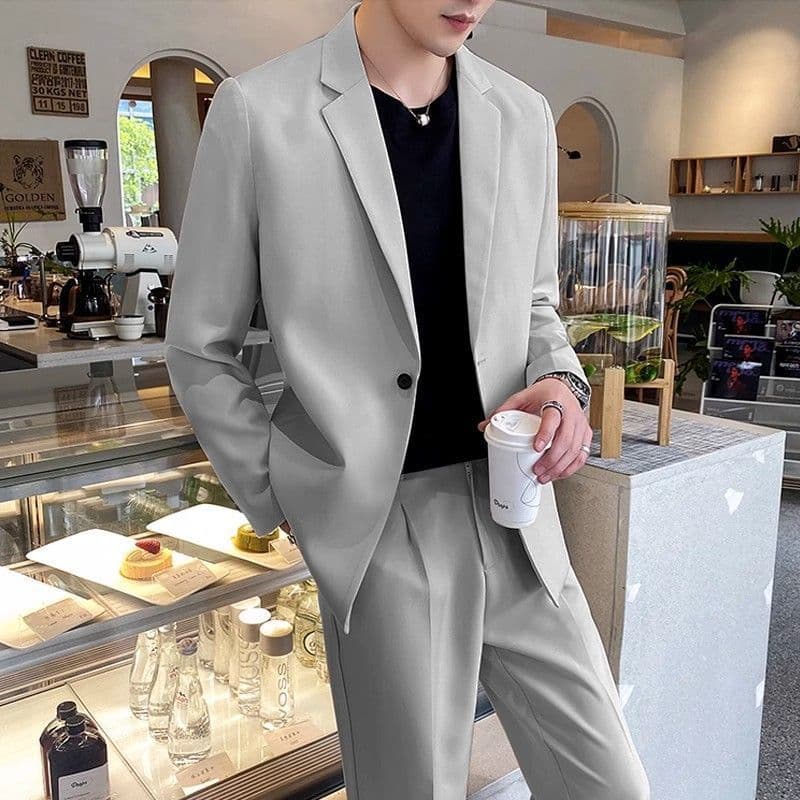 Spring and autumn casual suit tops for men, trendy and handsome small suit jackets, thin, loose, light and mature style, high-end sense