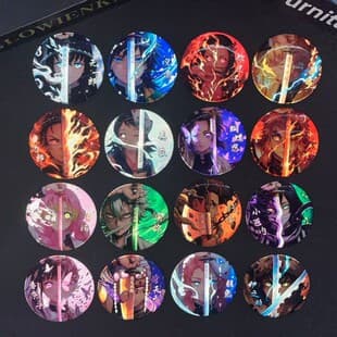 New Demon Slayer Merchandise Dual Flash Reflective Badge Craft Tin Badge Pin Chest Pendant Accessory
