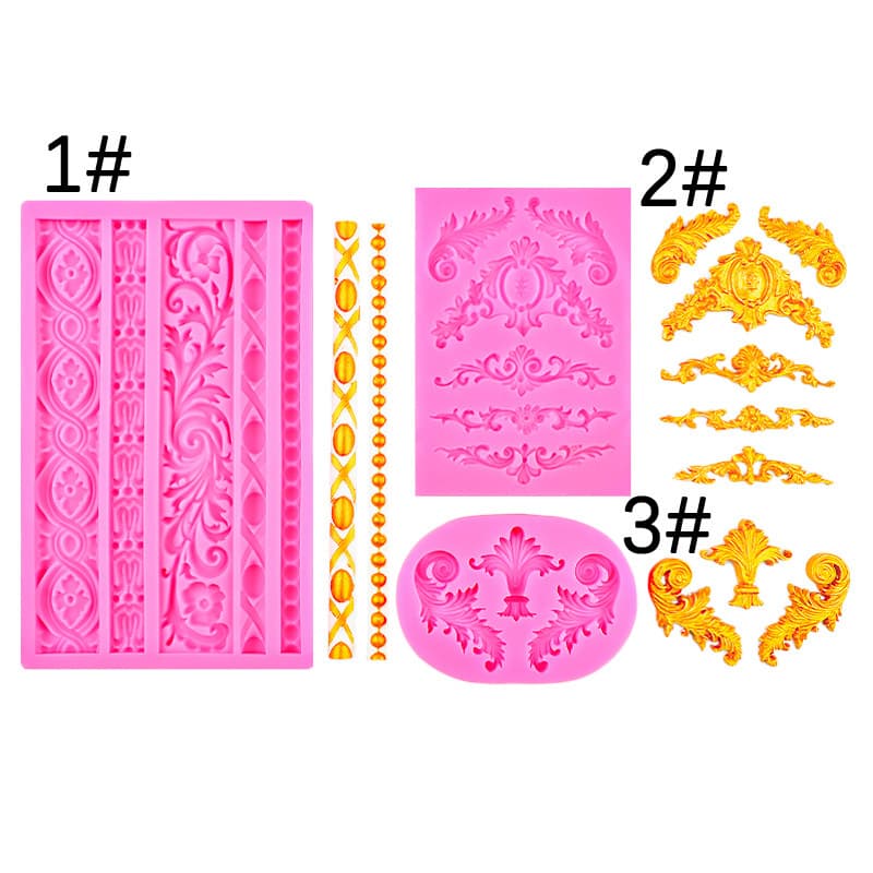 European pattern silicone mold fondant chocolate embossed pearl vine lace edge cake decoration tool mold