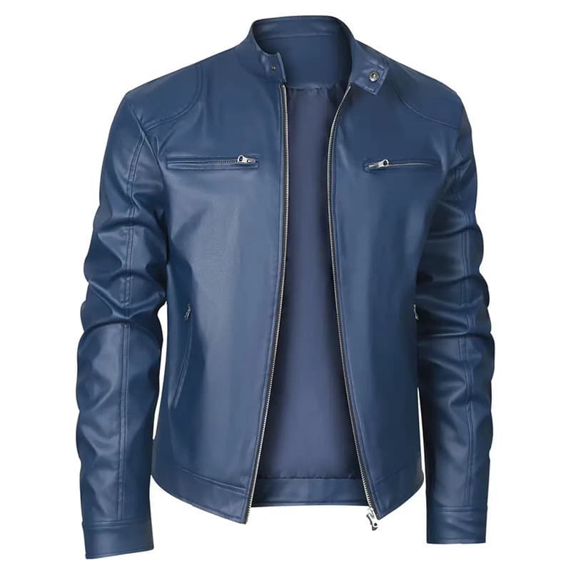 Foreign trade Amazon European and American men's high-quality motorcycle leather jackets, men's stand-up collar punk leather coats, men's outerwear