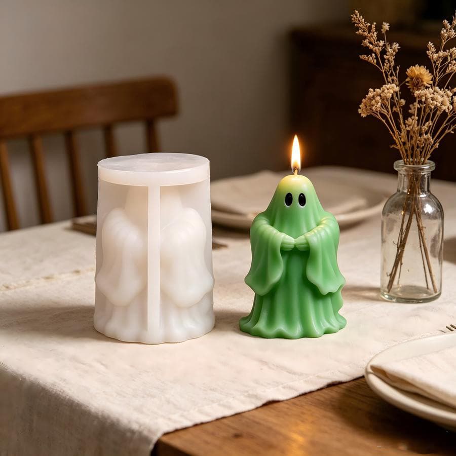 Cross-border Halloween Ghost Silicone Mold for DIY Handmade Aromatherapy Candles, Gypsum Crafts, and Decorative Ornaments