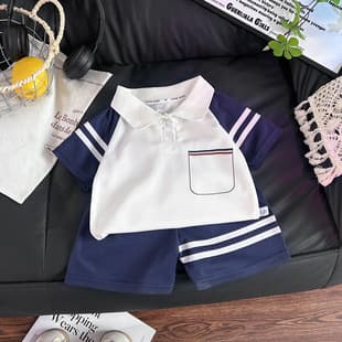 2026 New Children's Short Sleeve Set Summer Striped Girls Boys T-Shirt Baby Infant Clothes Korean Style Kids Wear