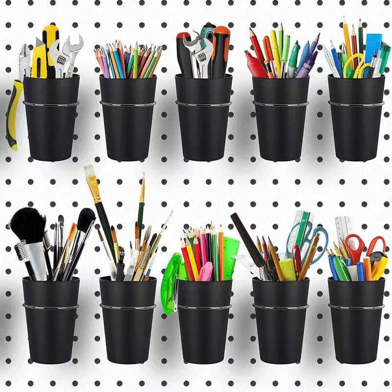Round Storage Hook Pegboard Organizer Cup Holder Pen Holder Pegboard Accessory Supermarket Display Tool Storage Cup