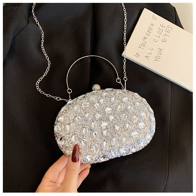 New Rhinestone-Embellished Luxury Evening Bag, Fashionable Women's Clutch for Banquets, Wedding Parties, Acrylic Full-Diamond Evening Bag