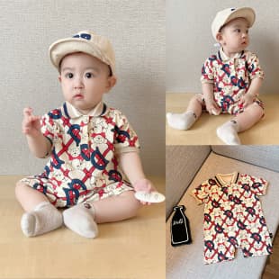 Baby Summer Bodysuit Boys Baby Clothes Thin Summer Short Sleeve Turn Collar Polo Romper Going Out Wear