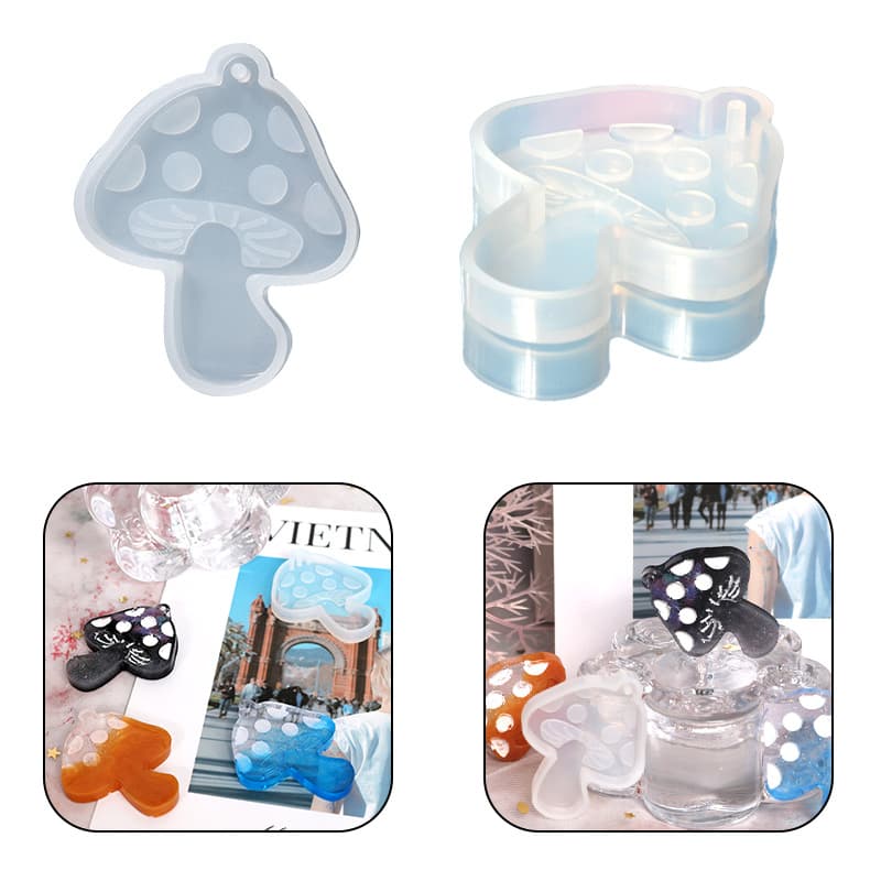 New Handmade Mirror Mushroom Earring Pendant Silicone Mold Bag Keychain Resin Mold