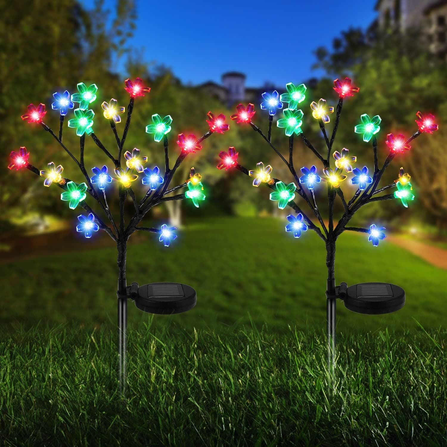 New Outdoor Solar Cherry Blossom Light Lawn Light Landscape Light Garden Decorative Light Ground Insert Light