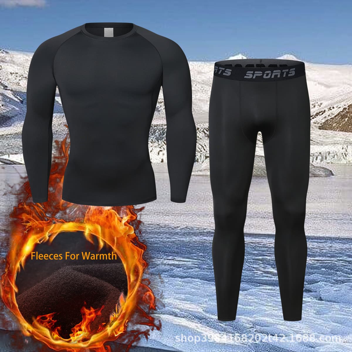 Autumn and winter velvet sportswear suit men's outdoor skiing and running quick-drying clothing tight fitness clothing bottoming thermal underwear