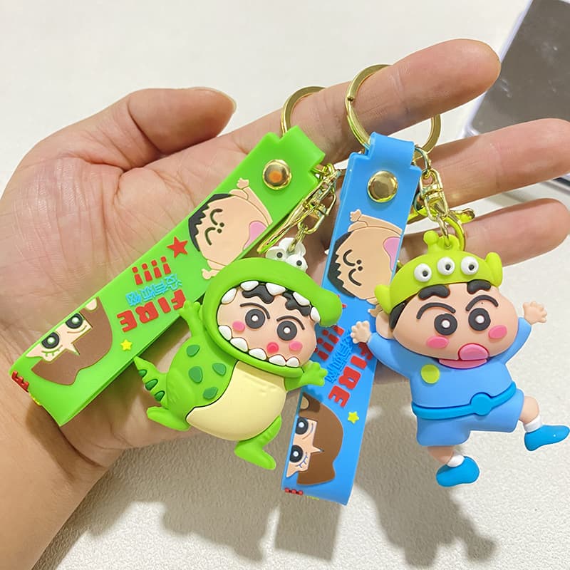 New Creative Cosplay Crayon Shin-chan Funny Keychain Cartoon Figure Bag Pendant Charm Keyring Gift