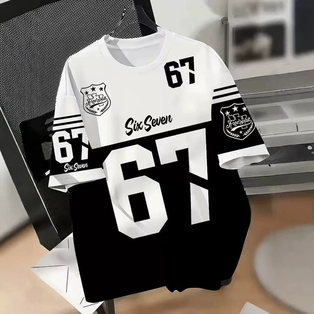 2026 Cross-border Trendy New Digital Print Fashion Versatile Unisex Loose Numeric Plus Size Short Sleeve T-shirt