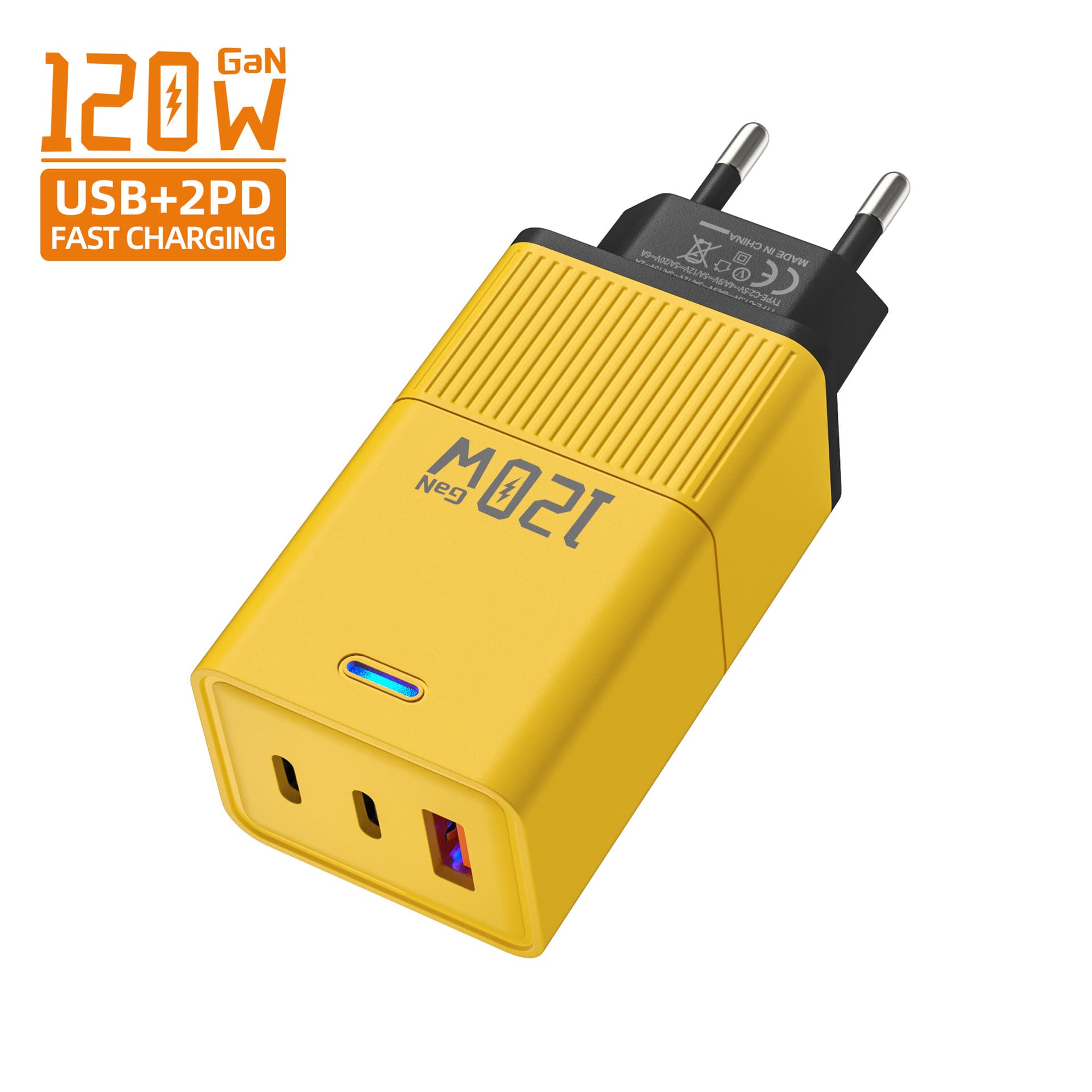 120W straight blue light ACC multi-port charger 5V2A12W power adapter mobile phone charger European, American and British regulations