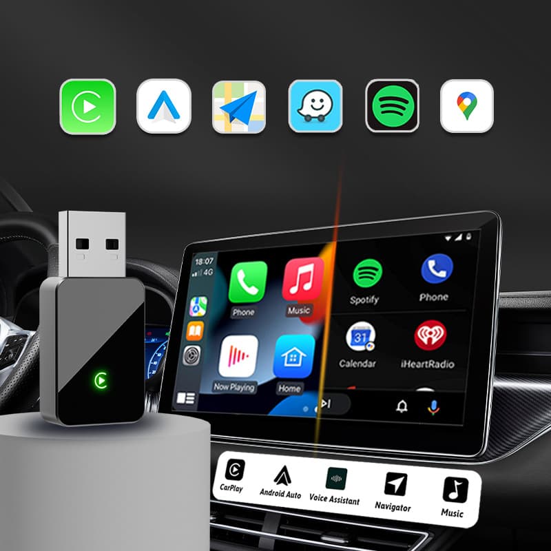 2-in-1 New Wireless CarPlay Box, Converts Wired to Wireless for Original Car, Apple Adapter, Android Auto Car Device