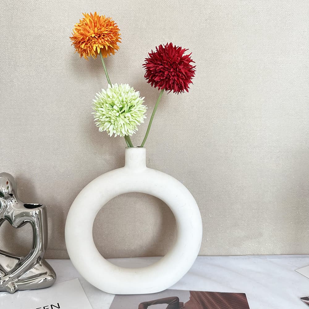 Artificial Premium Ball Chrysanthemum Decoration for Living Room, Wall Decor, Desktop Floral Arrangement, Fake Flowers