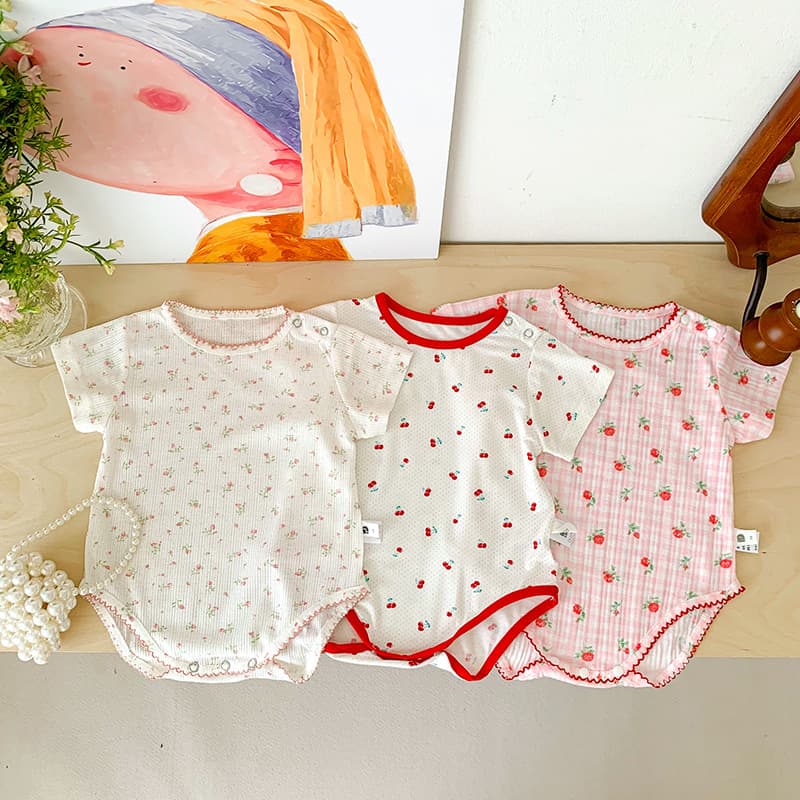 Baby Summer Thin Bags Newborn Clothes Floral Baby Girl Onesies Summer Hundred Days Knitted Harness