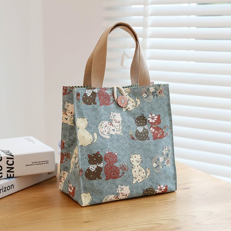 Japanese Style Canvas Handbag Fashionable Lunch Bag Mommy Bag Ins Lunch Box Stylish Office Workers Meal Carrying