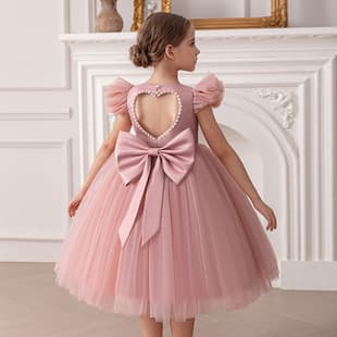 Cross-border Flutter Sleeve Princess Dress Birthday Party Gown for Little Girls Host Piano Performance Flower Girl Costume