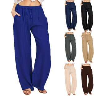 Plus Size Women's Cross-Border Fashion 2025 New Style Amazon eBay Plus Size Loose Cotton Linen Casual Long Pants for Women