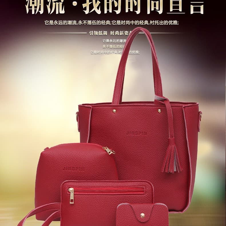 Factory Wholesale Women's Bags Korean Style Fashionable Mother-Child Bag Set with Pebbled Texture, New Style Large Handheld Bucket Bag