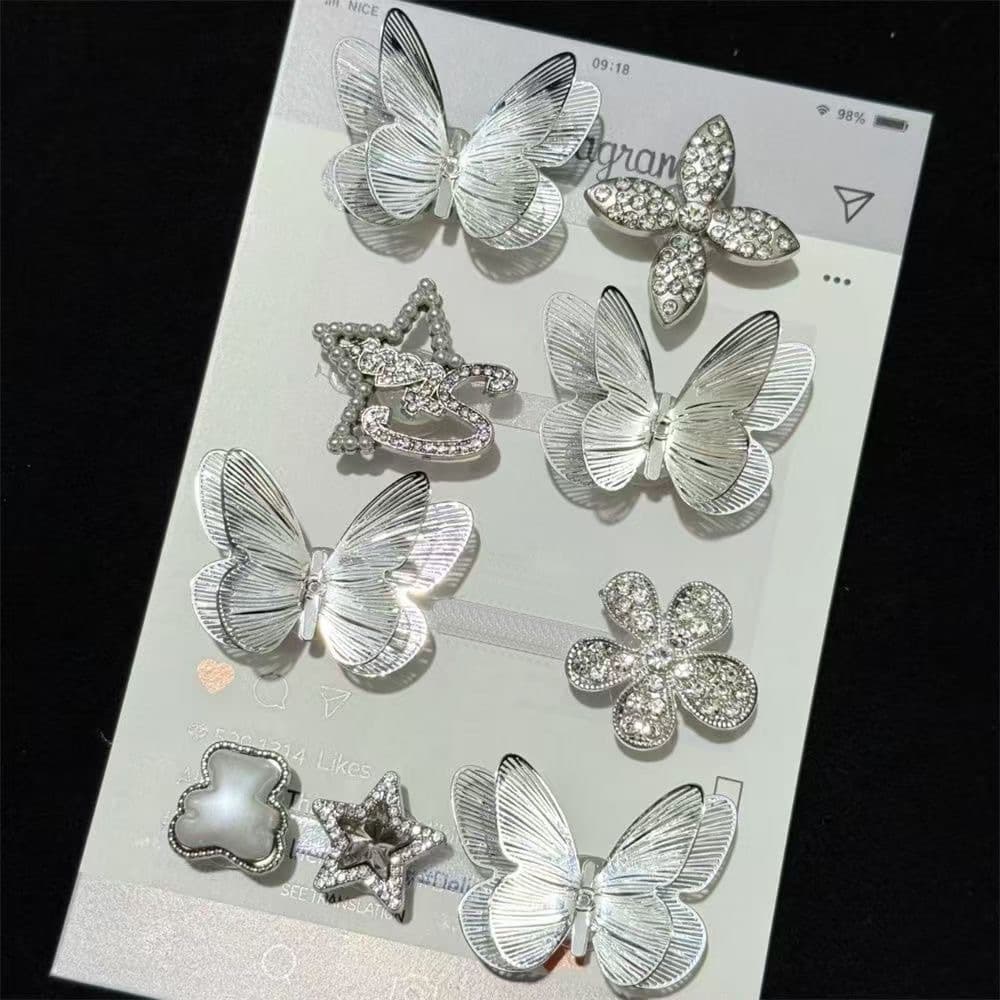Retro New Style Sparkling Butterfly Heart-Shaped Shoe Charms Metal Shoe Flower Accessories Shoe Decoration Shoe Flower