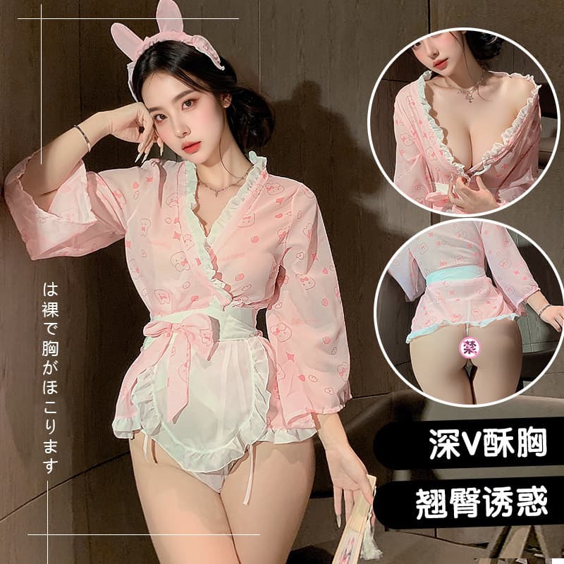 Kimono Plus Size Sexy Lingerie Fun Female Abstinence Large Scale QQNY Couple Flirty Pink Sexy Nightgown