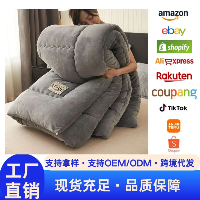 Cross-border factory direct thickened winter warm milk velvet quilt cores, plush blankets, dormitory mattresses, milk velvet quilts