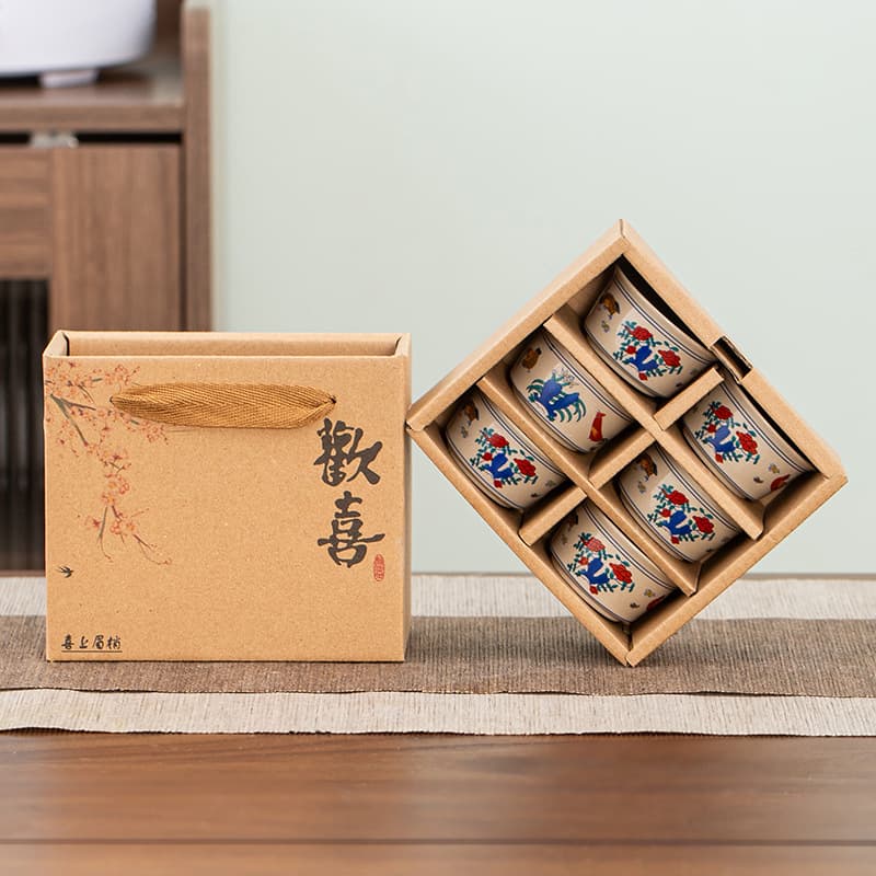 Kung Fu Tea Cup 6 Cup Gift Box Commercial Kung Fu Small Tea Cup Tea Cup Home Simple Office Gift Box