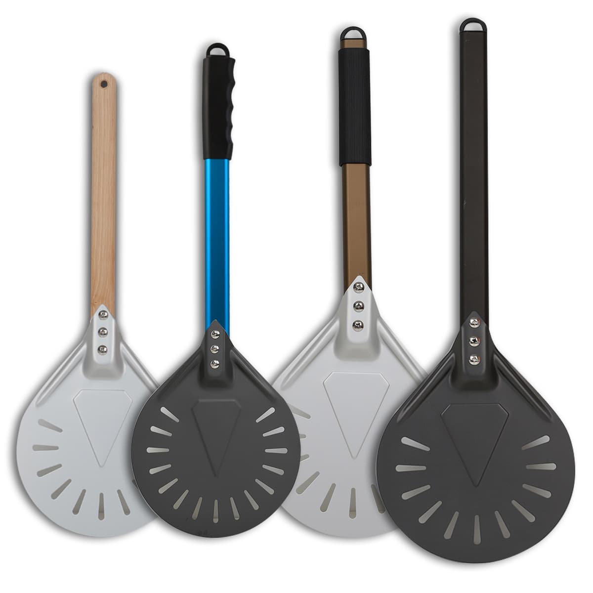 7-inch round punching pizza shovel European bag transfer shovel thickened aluminum alloy hard coat anode flipping shovel pizza oven