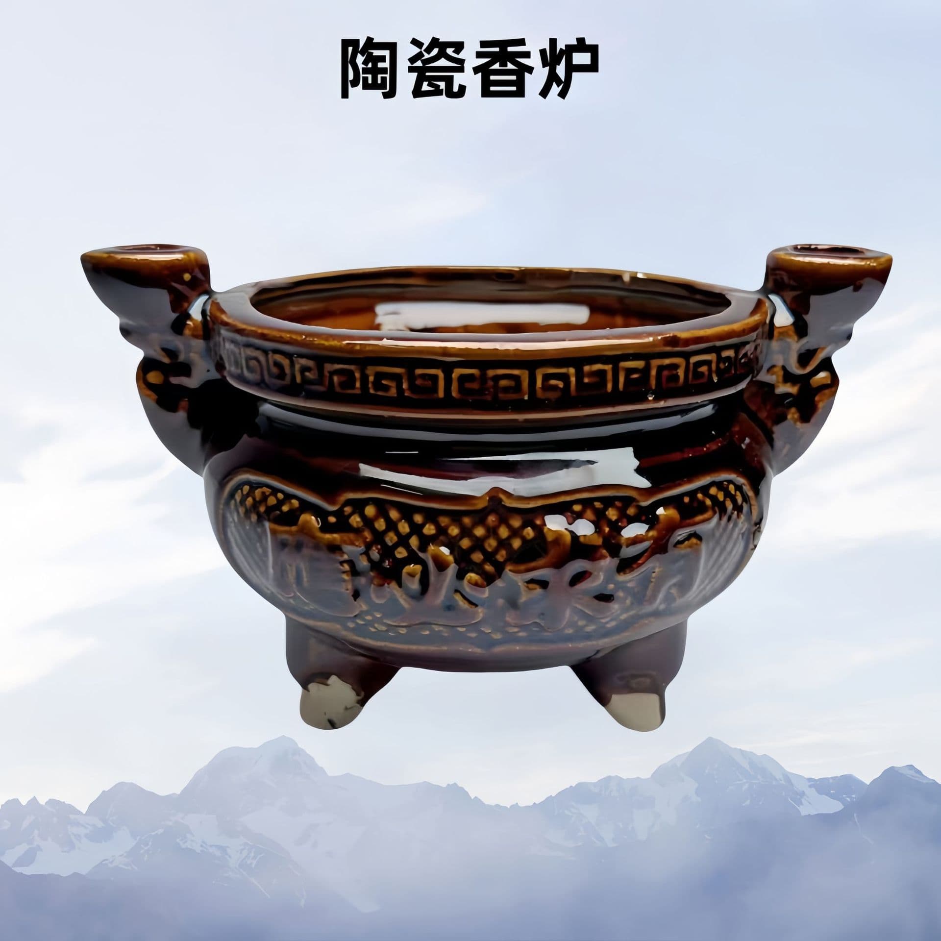 Supply of double-eared ceramic incense burners for family shrines, sacrificial use, various specifications wholesale, sandalwood for Buddhist worship, home sacrifices.