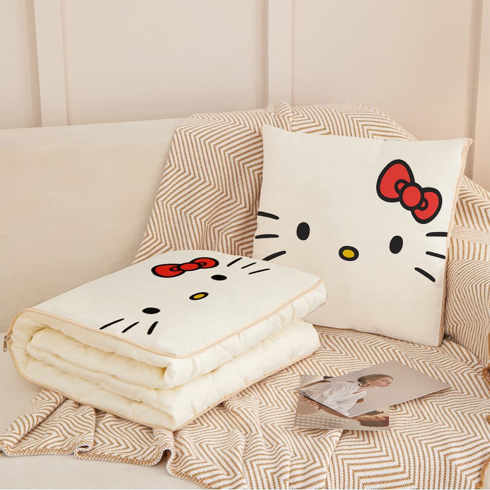 Hello Kitty Pillow Blanket 2-in-1 Office Nap Pillow Car Pillow Blanket Foldable Throw Pillow