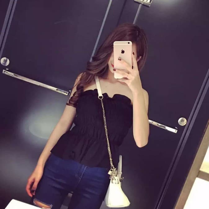 Summer Sexy Sweet Vacation Essential Tube Top with Ruffle Trim, Fitted Crop Camisole for Women S533