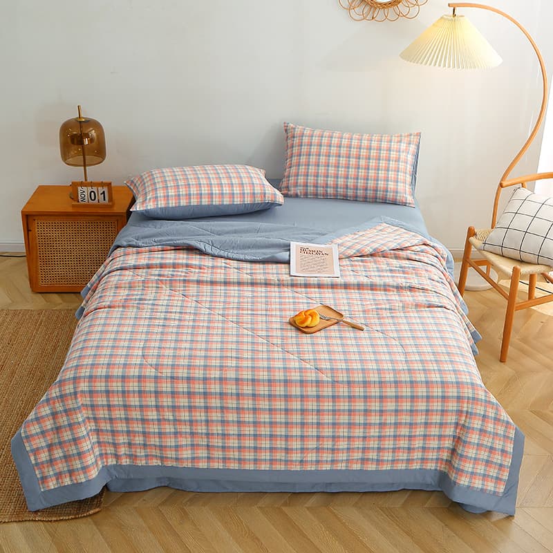 All-Cool Cotton Quilt, Washable Cotton Thin Blanket, Single/Double Size, Pure Cotton Student Dormitory Air Conditioning Quilt, Machine Washable