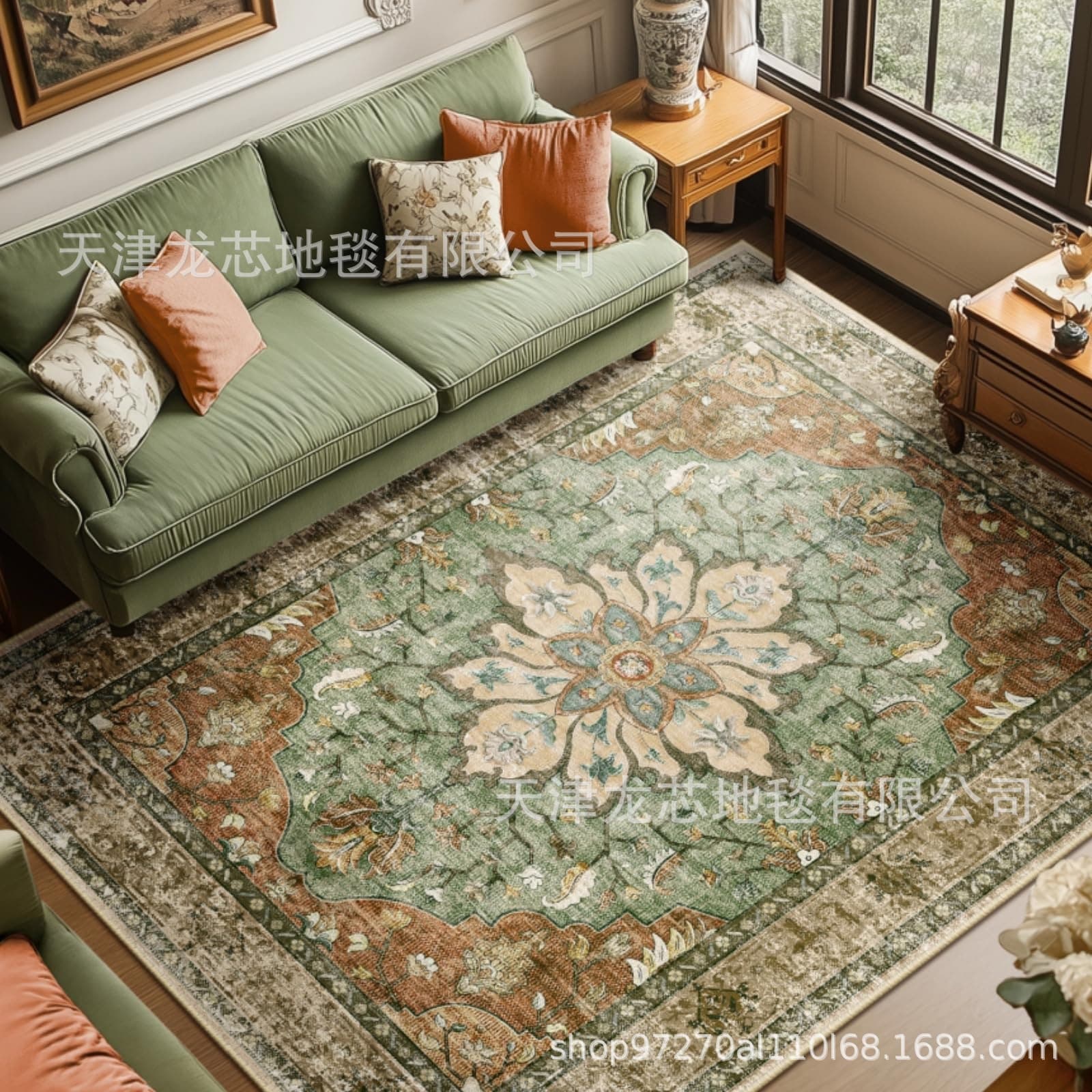 Amazon Retro Persian Cashmere Carpet Living Room Sofa Large Area Full Carpet Bedroom Anti-Slip Bedside Blanket