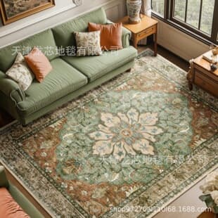 Amazon Vintage Persian Faux Wool Carpet Living Room Sofa Large Area Full Coverage Rug Bedroom Non-Slip Bedside Rug