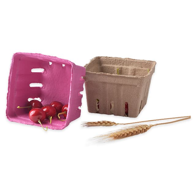 Waterproof fruit basket, eco-friendly biodegradable pulp material colored small fruit basket sample link