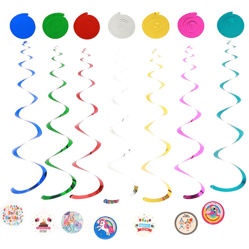 Custom festive birthday party decoration bright spiral hanging ornament scene decoration spiral pendant wedding hanging decoration