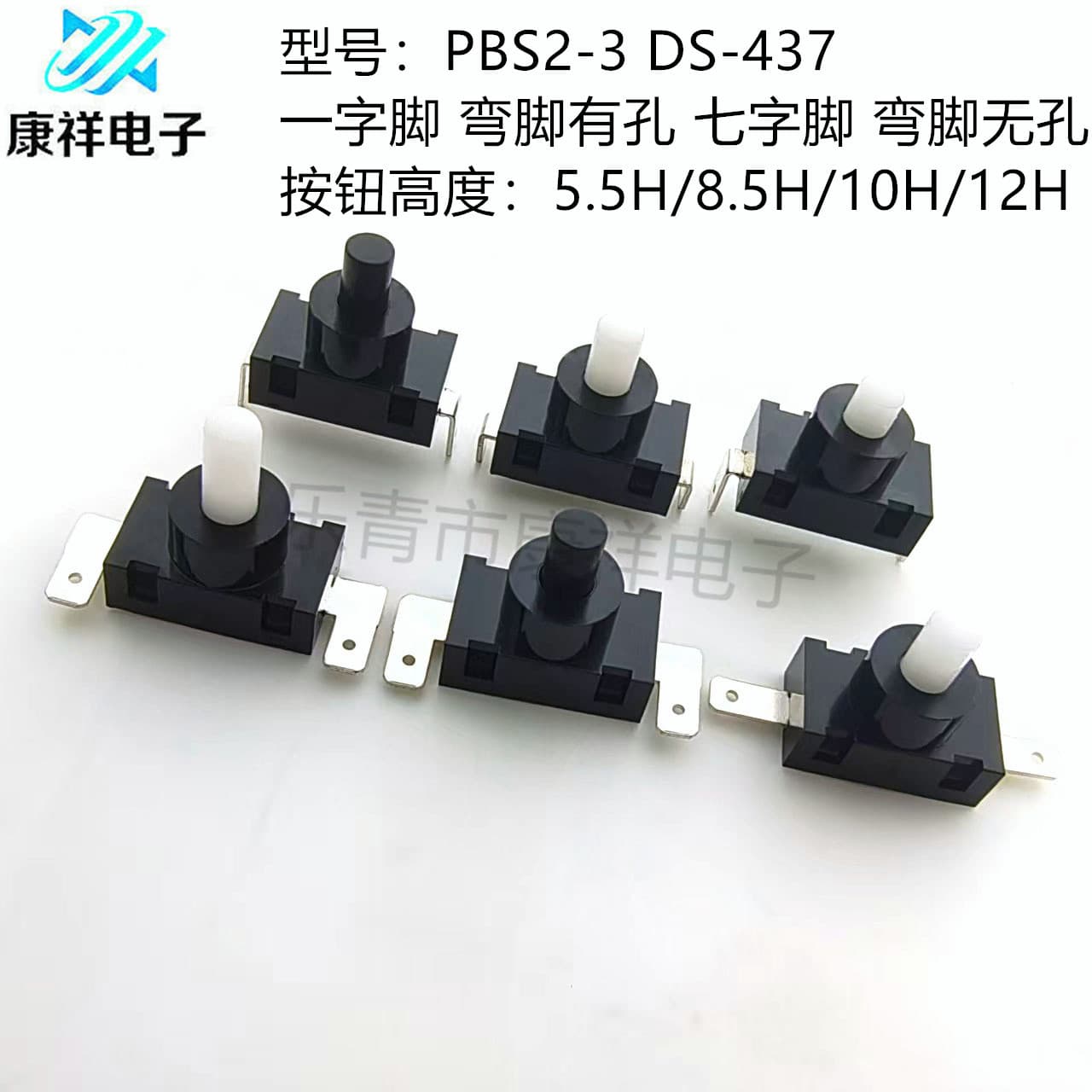 Button switch PBS2-3 vertical two-pin high current button switch desk lamp juicer vacuum cleaner button switch