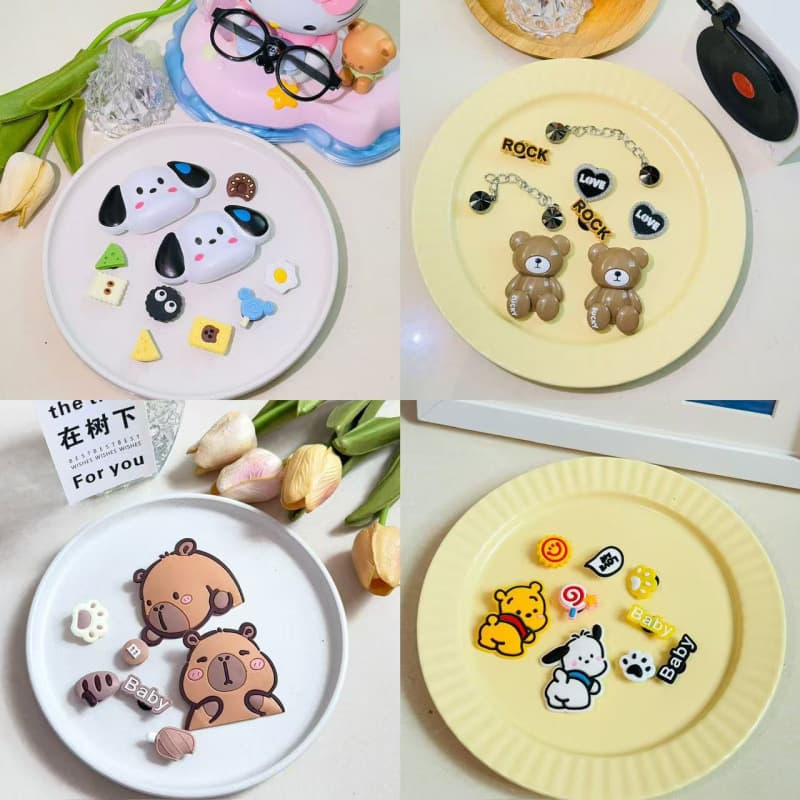 DIY Shoe Charms for Crocs, Alloy Rhinestones, Detachable Cartoon Chains, Trendy Accessories Set from Xiaohongshu