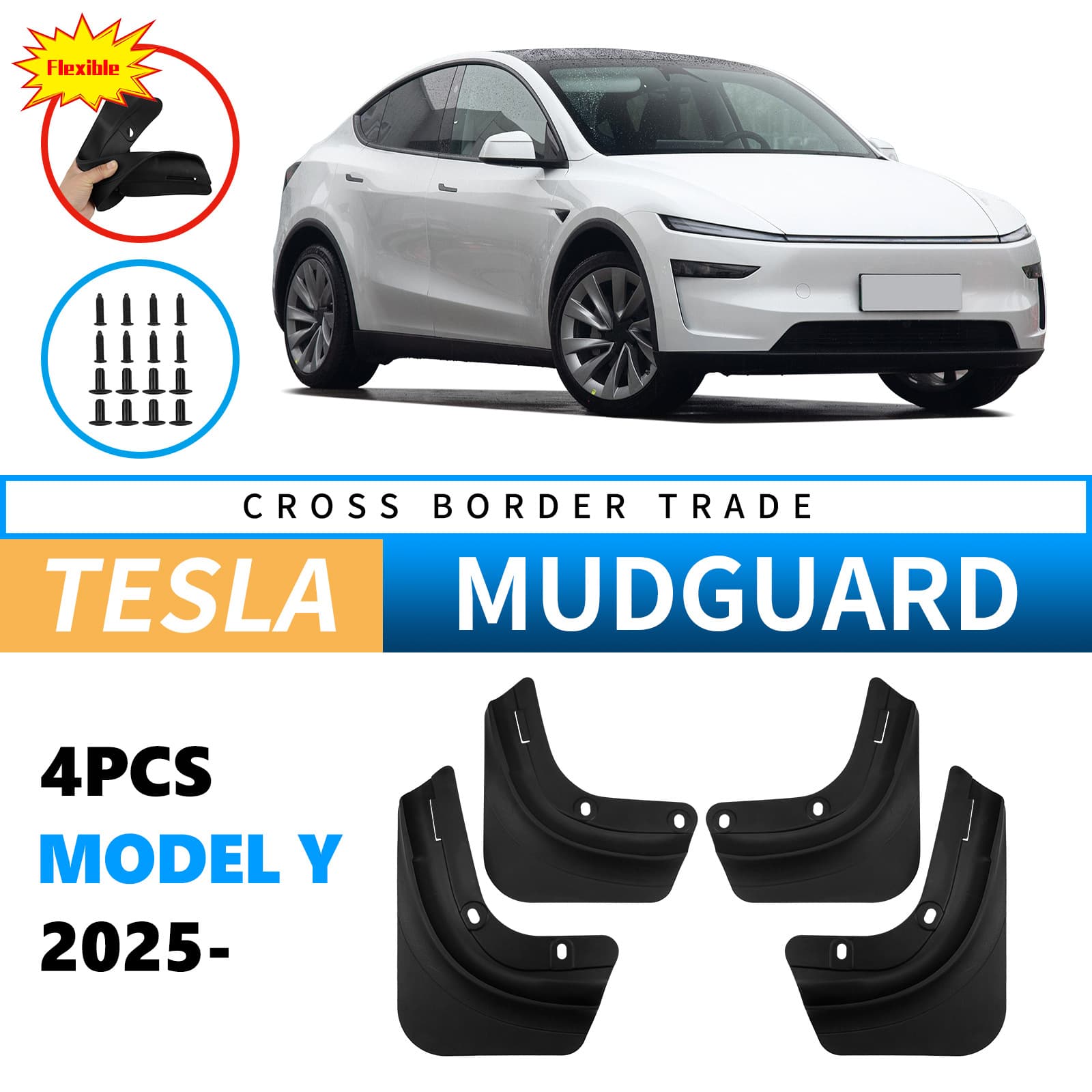 Compatible with Tesla MODEL Y 2025 Refreshed Edition Foreign Trade Cross-border MODEL Y TPE Soft Rubber Mud Flaps