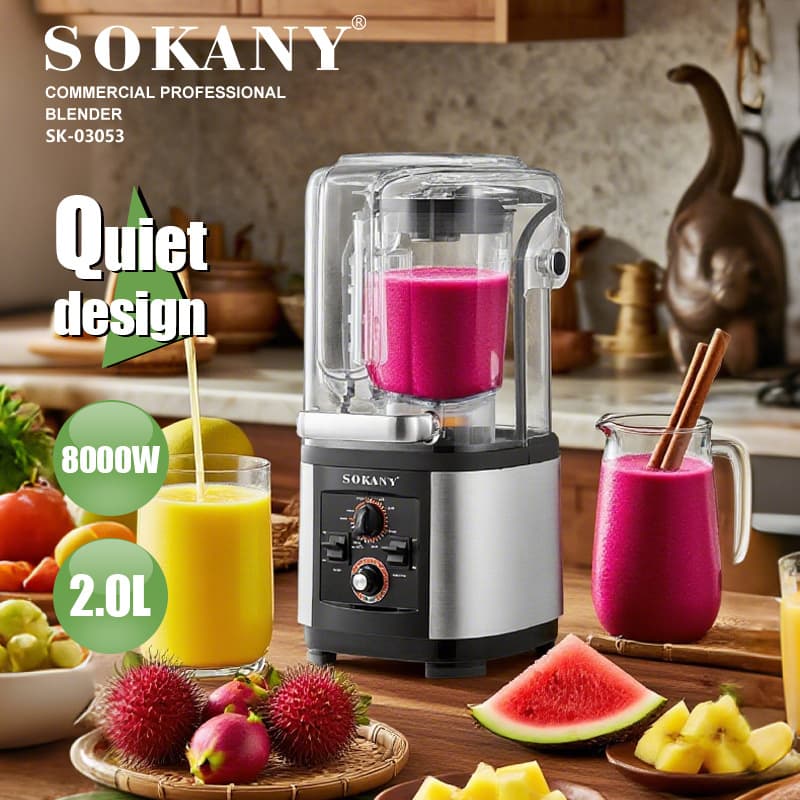 SOKANY 03053 Silent Blender, Professional Commercial Blender, Food Processor, Juice Blender